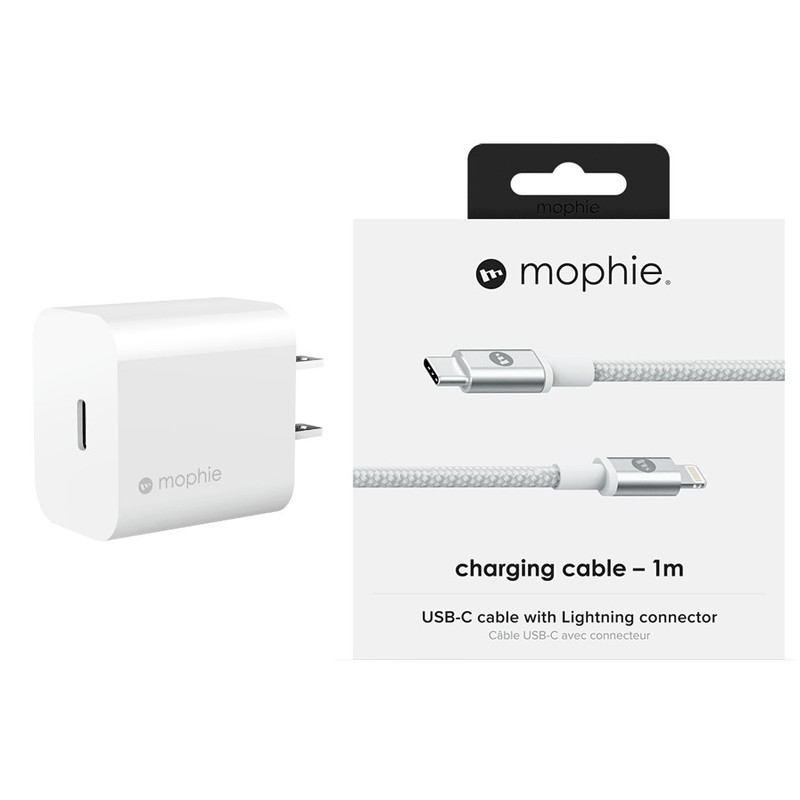 Bộ sạc USB-C 18W và Cáp sạc USB-C to Lightning 1m MFI MOPHIE - Hàng Chính Hãng