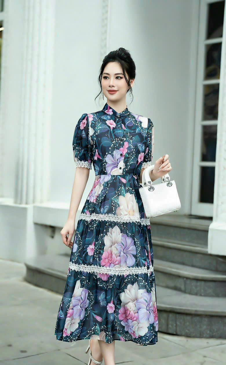 ĐẦM XÒE LỤA HỌA TIẾT SIÊU ĐẸP