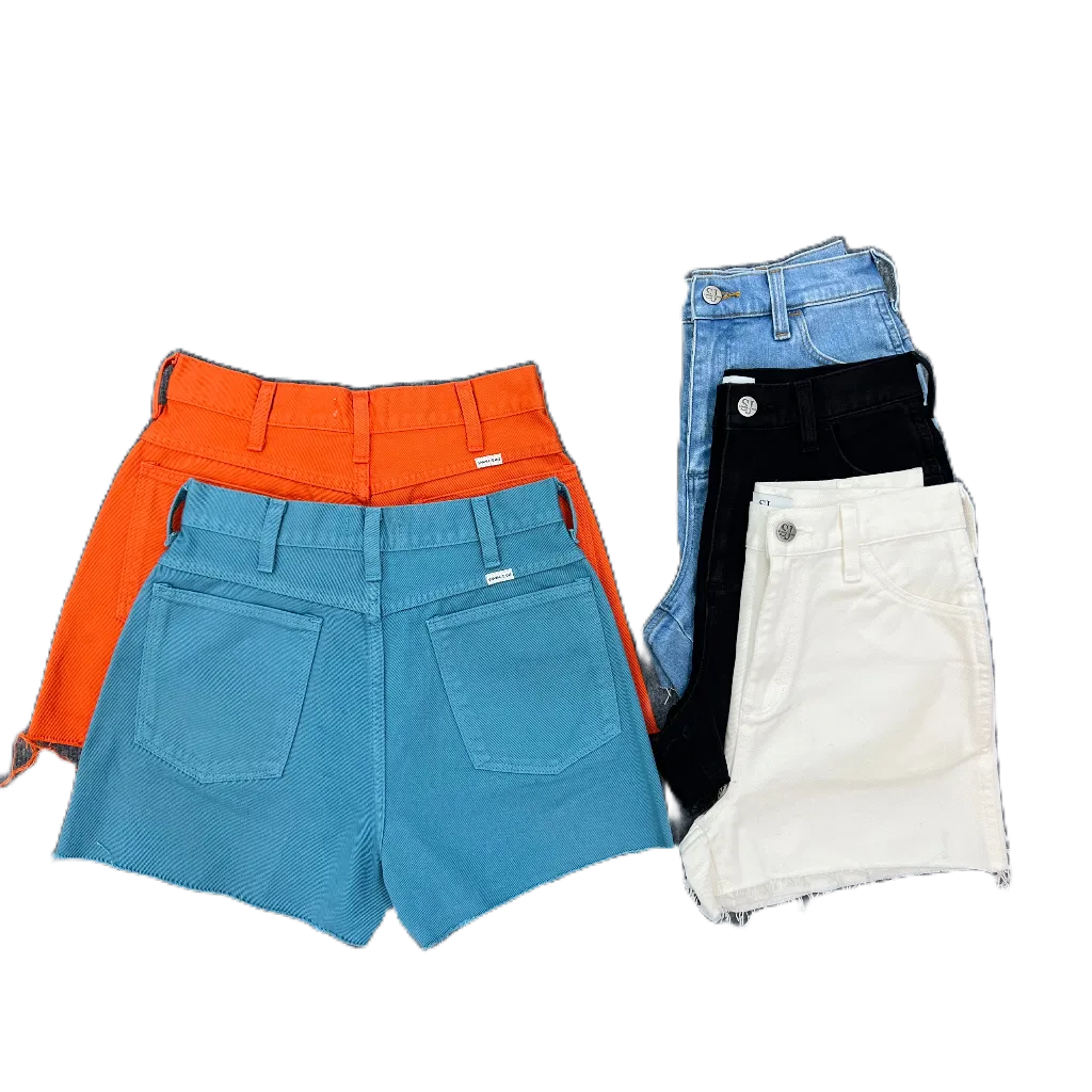 Quần short jean nữ bigsize S03, Quần đùi cạp cao rách gấu co giãn, fom chuẩn , chĩnh hãng thương hiệu Samma Jeans - WHT