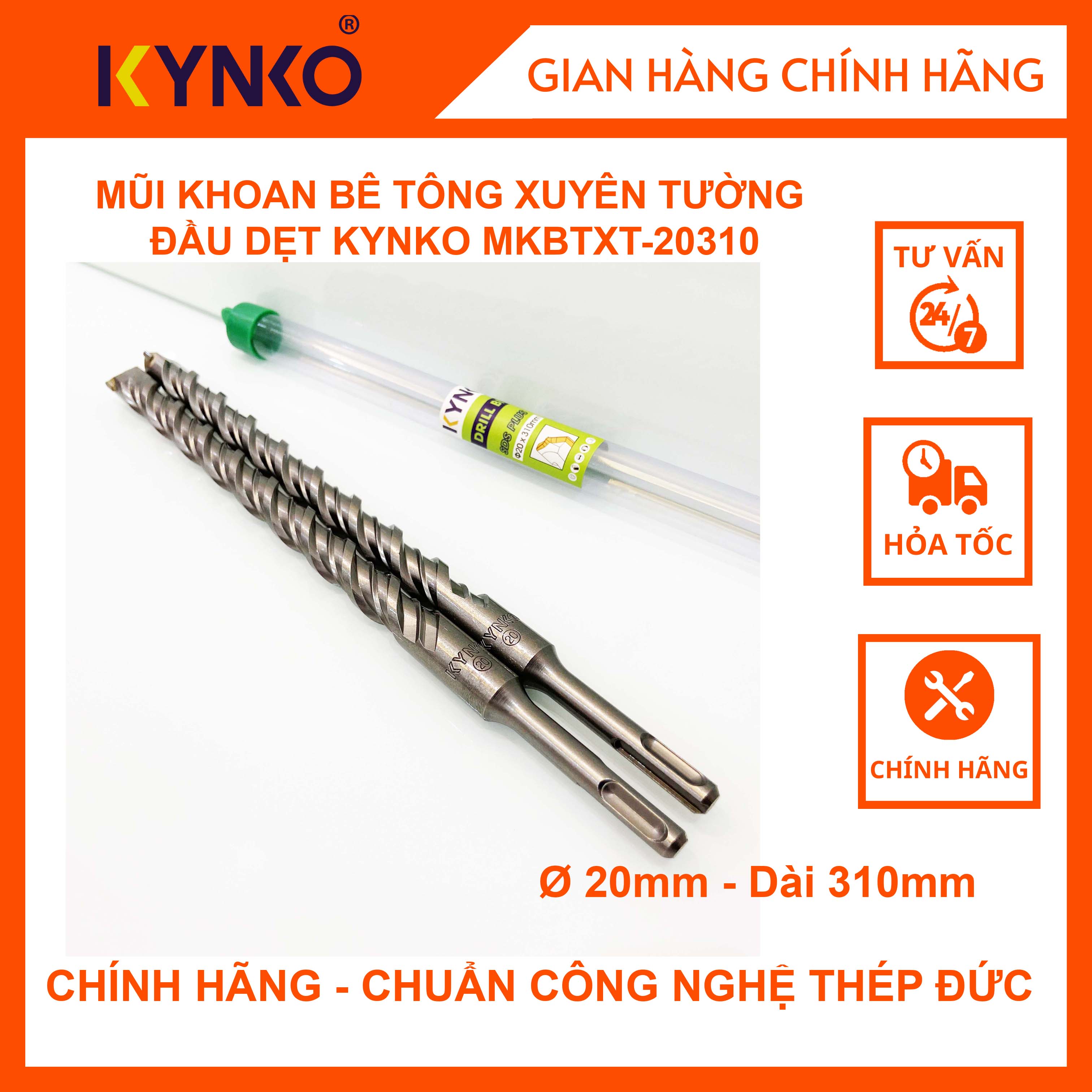 MŨI KHOAN BÊ TÔNG XUYÊN TƯỜNG ĐẦU DẸT KYNKO MKBTXT-20310