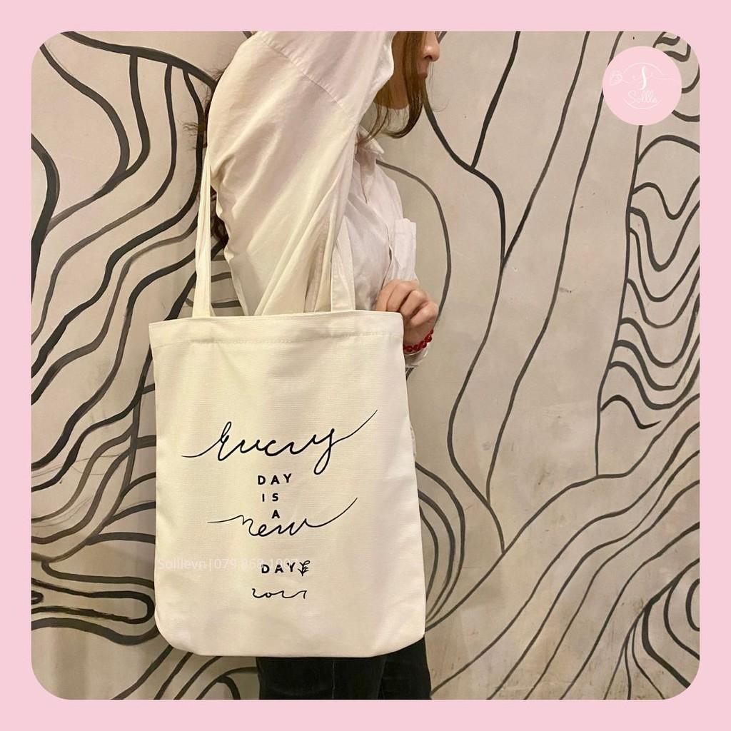 Túi tote Sollle vải canvas, túi ulzzang vải bố mộc không nhuộm hóa chất