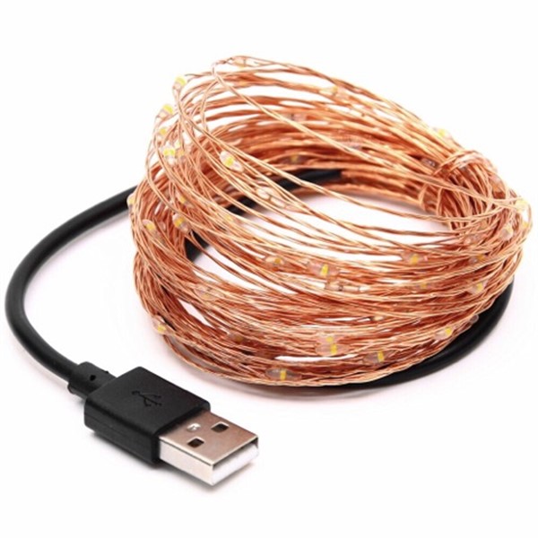 Dây đèn fairy light dài 5mét 50 bóng led dùng cổng sạc USB trang trí nhà cửa, sự kiện, sinh nhật dây đồng