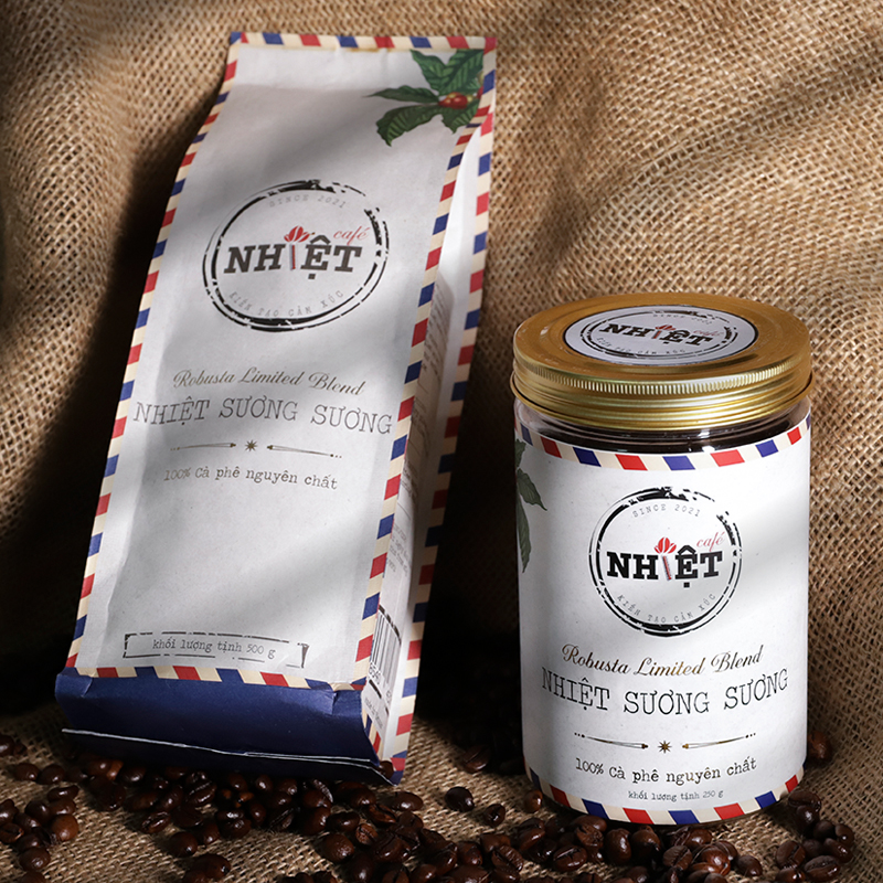 Combo 750 gr Cà phê Robusta nguyên chất 100% pha máy, pha phin vị đắng đầm hậu ngọt thơm nồng từ Nhiệt Cafe