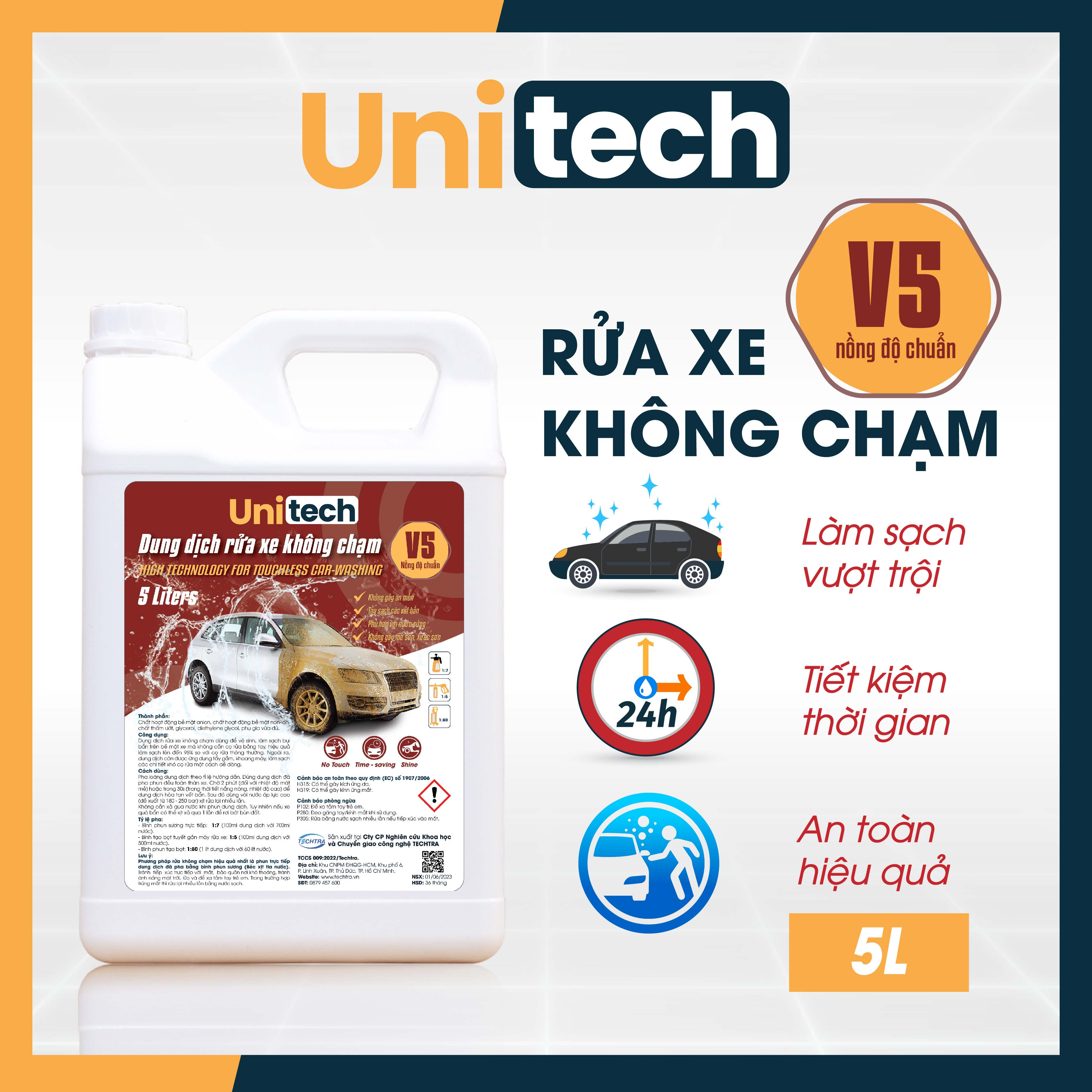 Nước rửa xe không chạm Vũ Gia V5 đậm đặc (5 lít) | Siêu đậm đặc, loại an toàn cho màu sơn xe