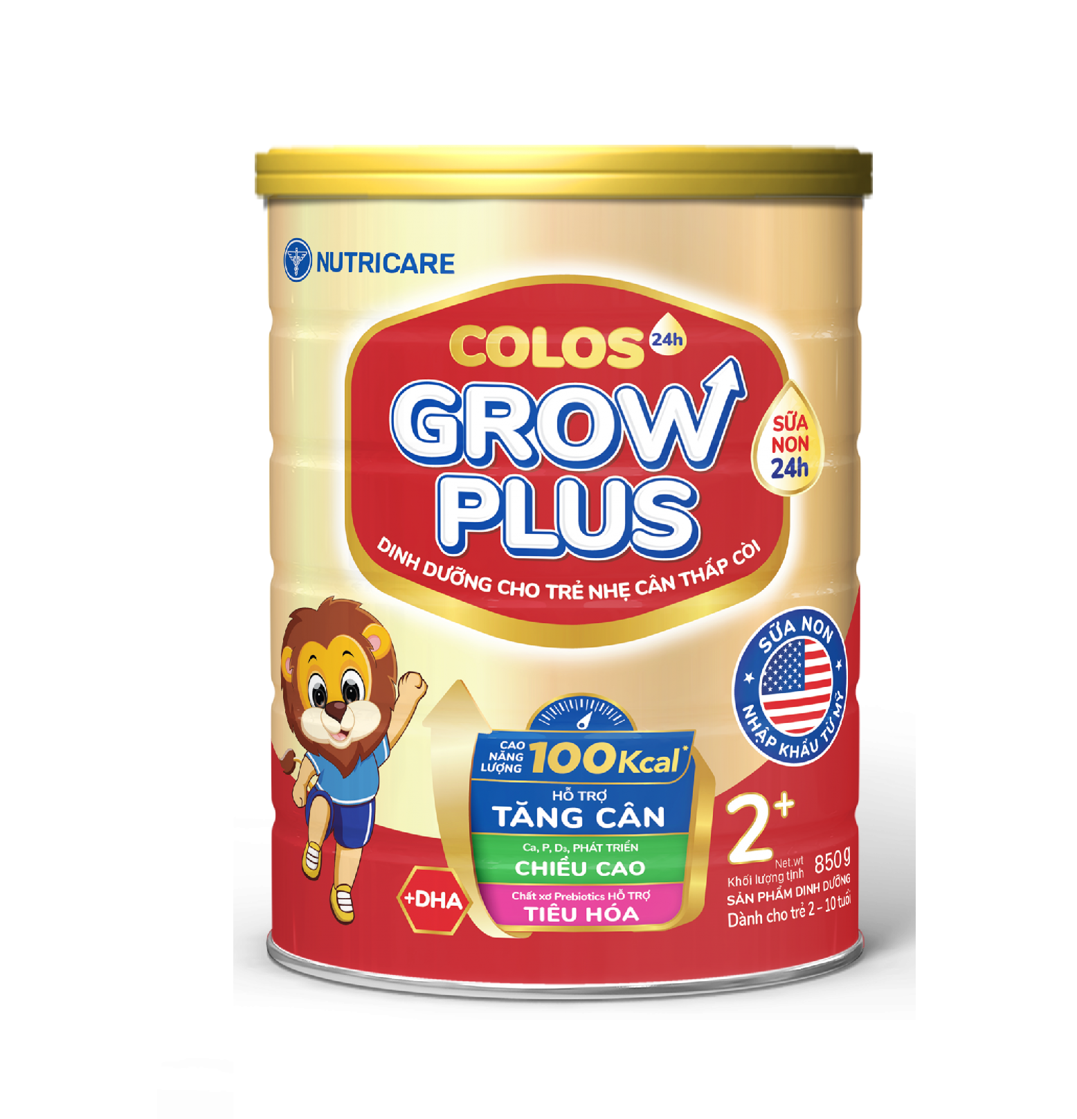 Sữa công thức Colos 24h Grow Plus 2+ lon 850g - giúp trẻ phát triển toàn diện