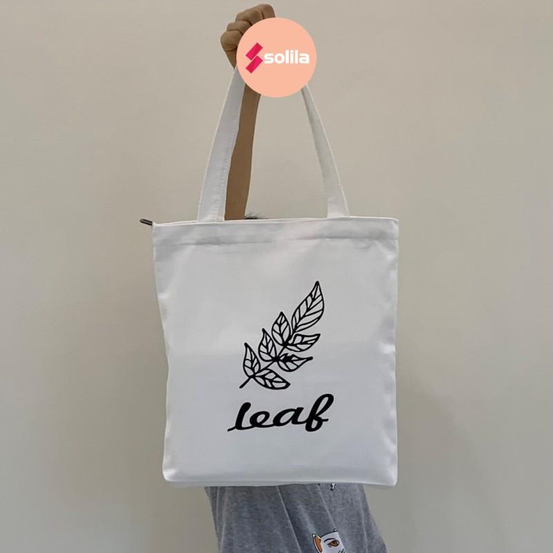 Túi tote bag vải canvas mềm đẹp có khóa và túi phụ cho bạn nữ đi học đi làm thời trang hàn quốc