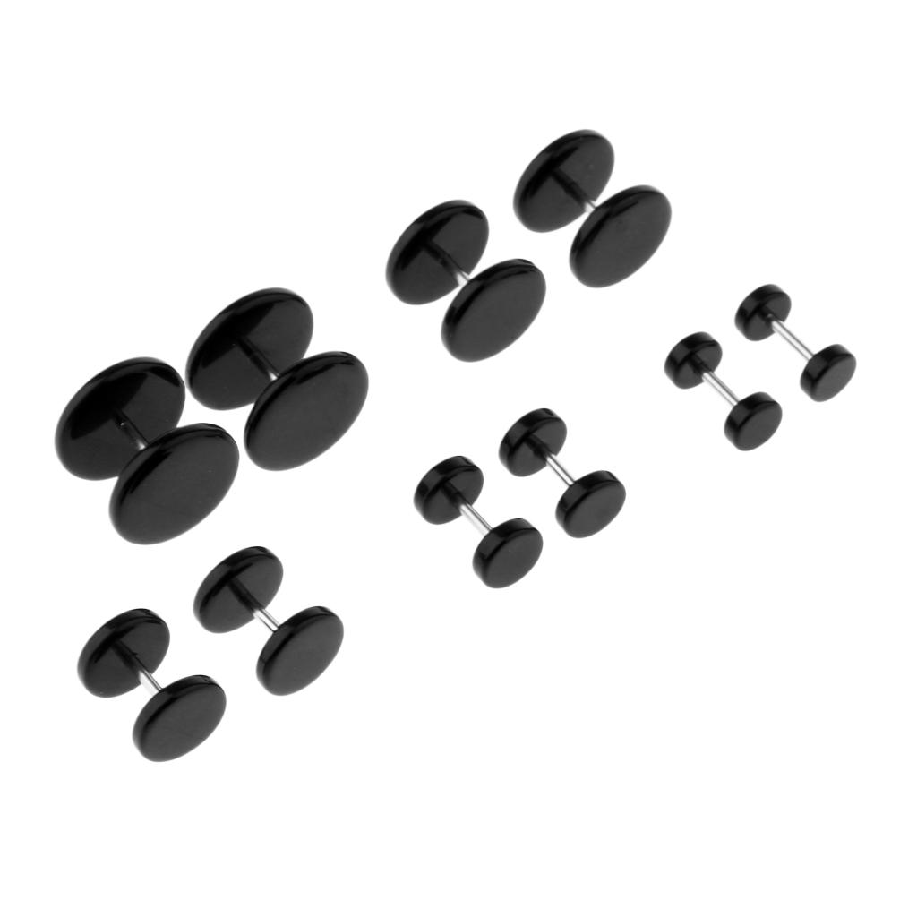 5 Pairs Acrylic Ear Earrings Flesh Tunnels Stainless Steel Fake Plugs 16g