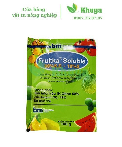 Phân kali sulphat Fruitka Soluble 100gr Cải thiện kích thước - Màu sắc trái
