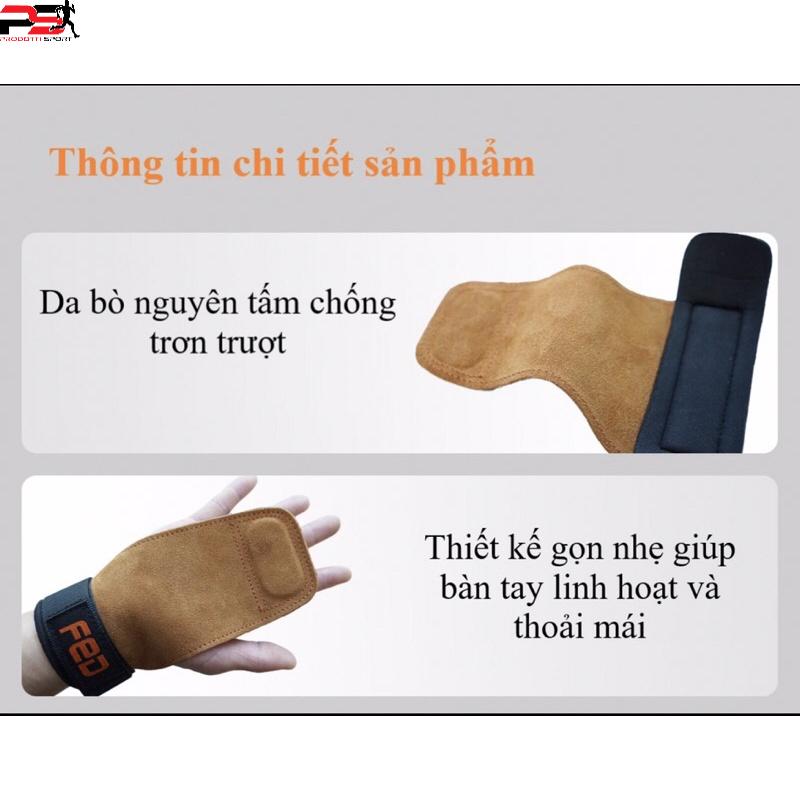 Một đôi Găng tay tập gym FED-YD-02 dây kéo lưng,xô hít xà tập gym Lifting Straps da bò cao cấp