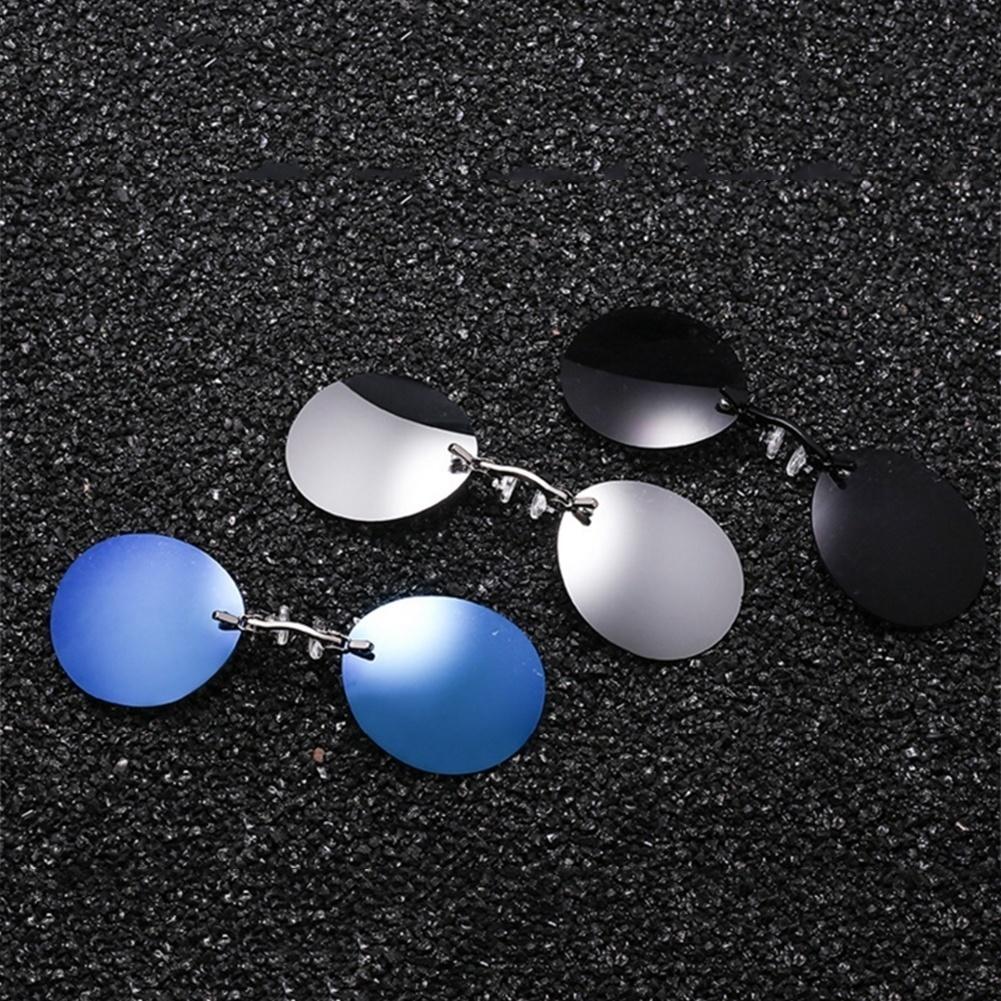 Kẹp Trên Mũi Kính Tròn Không Gọng Ma Trận Morpheus Kính Mát Mini Khung Vintage Nam Kính Mắt UV400 Có Hộp