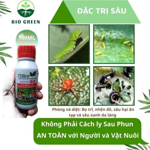 Chế phẩm sinh học diệt côn trùng TSBIO 100ml, nhện đỏ,rệp sáp,vẽ bùa,sâu non,sâu cuốn lá, rệp bọ cánh cứng cho hoa hồng,