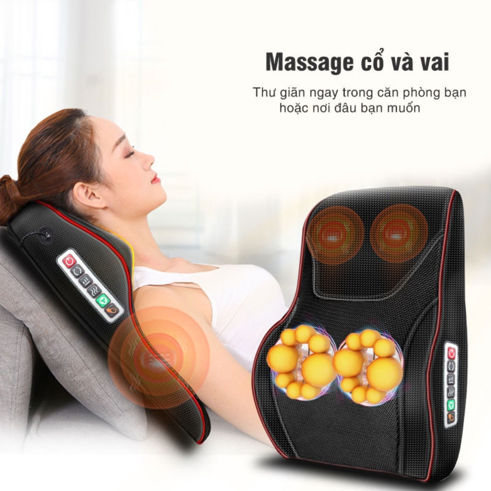 Gối Massage Cổ Vai Gáy Hồng Ngoại RULAX RL19 Phiên Bản Cao Cấp Kết Hợp Massage Thảo Dược, Nam Châm, Rung, Điều Khiển Tiện Lợi