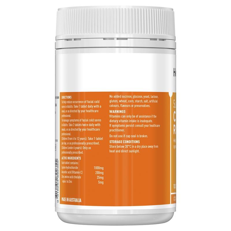 Healthy Care Super Lysine Cold Sore Relief 1000mg 100 Tablets