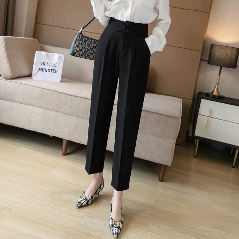 Quần tây nữ lưng cao Homieyl cao cấp, quần baggy nữ cạp cao công sở 2 cúc cạp to chất vải vitex đẹp