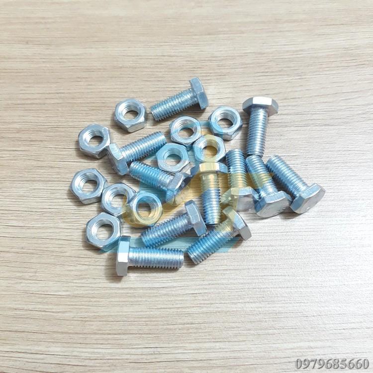 Set 25 bộ bulong + con tán mạ kẽm M7