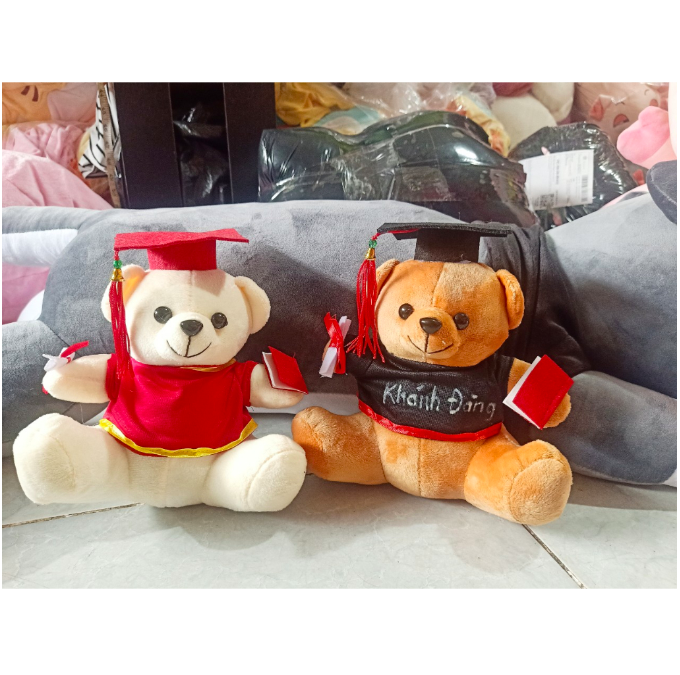 Thú nhồi bông tốt nghiệp êm mịn dễ thương cao cấp - Size 22cm - Quà tặng gấu bông tốt nghiệp dễ thương- Gối ôm mềm mịn cho bé