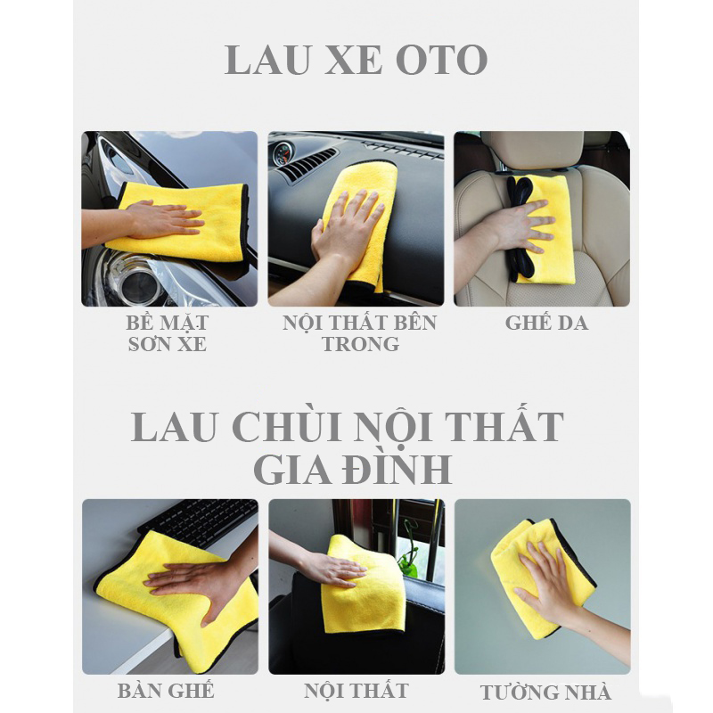 Khăn Lau Xe Rửa Xe OTO Xe Máy Siêu Thấm Đa Năng, Khăn Lau Nội Thất Xe Hơi Xe Máy Sợi Siêu Mịn