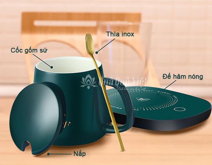 Bộ Cốc Hâm Nóng Đồ Uống Kèm Đế Điện Giúp Hâm Nóng Cafe, Hâm Nóng Trà, Hâm Nóng Sữa Cho Bé