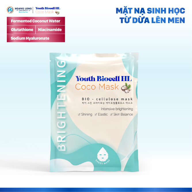 Mặt Nạ dưỡng ẩm Chiết Xuất Nước Dừa Lên Men Dưỡng Trắng Sáng Cấp Ẩm Kết Hợp Niacinamide &amp; Glutathione Youth Biocell HL Coco Mask Cosmetics Skincare