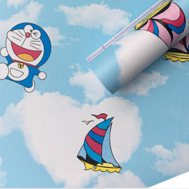 Cuộn 5 Mét Decal Giấy Dán Tường Đô Rê Mon Bầu Trời