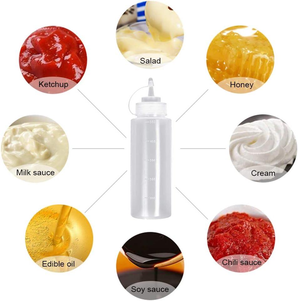 Bóp Chai Có Nắp Gói 4 Chai Gia Vị Bằng Nhựa 500ml Cho Gia Vị, Sốt Cà Chua, Mù Tạt, Mayo, Dầu Ô Liu, Trong Suốt