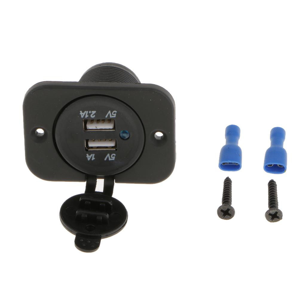 3.1Amp Dual USB Socket Charger Power Outlet for Car Boat Marine Motorcycle with Blue LED Digital Display - 12V
