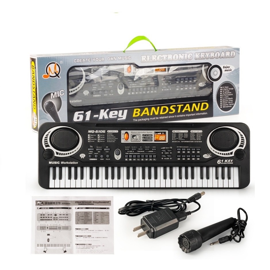 ĐỒ CHƠI ÂM NHẠC - Bộ đồ chơi đàn piano điện tử 61 phím kèm mic hát cho bé vừa học vừa chơi đồng thời phát triển khả năng âm nhạc, phát triển trí não cho bé thông minh vượt trội