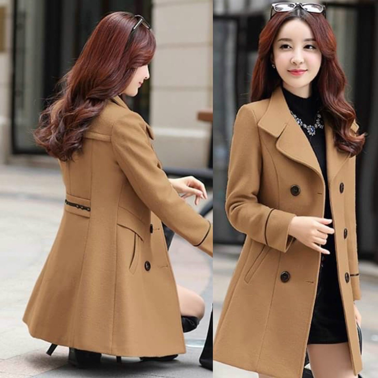 ÁO KHOÁC DẠ CỔ XẺ CAO CẤP