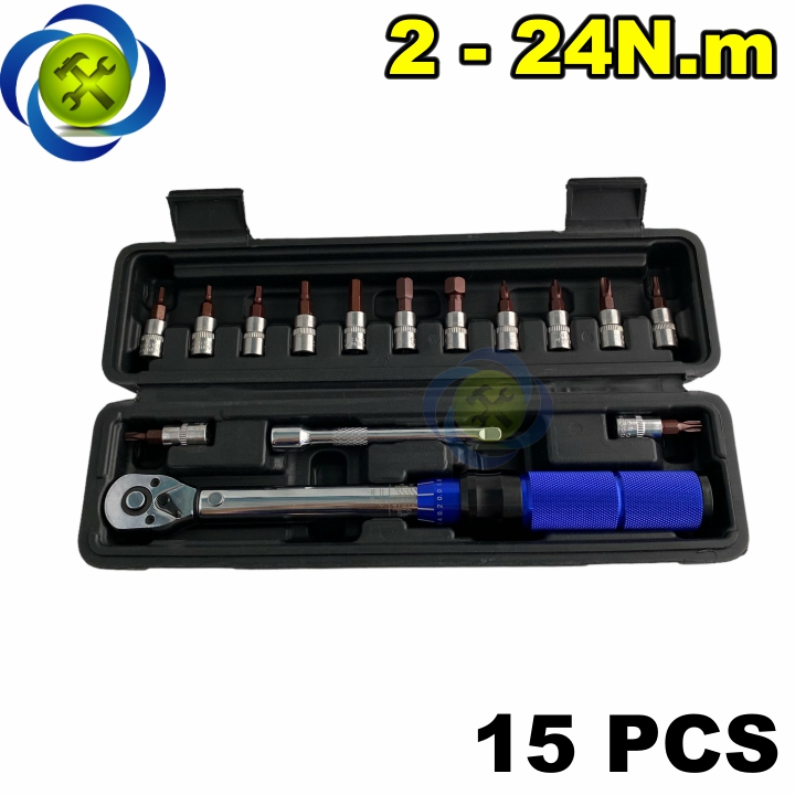 Cần siết lực 1/4 lực siết 2-24Nm có 15 chi tiết hộp nhựa