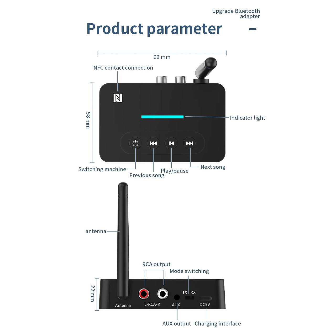 Bộ thu phát bluetooth không dây Vinetteam NFC D6/D400 cho loa và amply bộ chuyển đổi âm thanh bluetooth 5.1 hỗ trợ AUX/RCA/USB U-Disk/TF có điều khiển  từ xa - hàng chính hãng