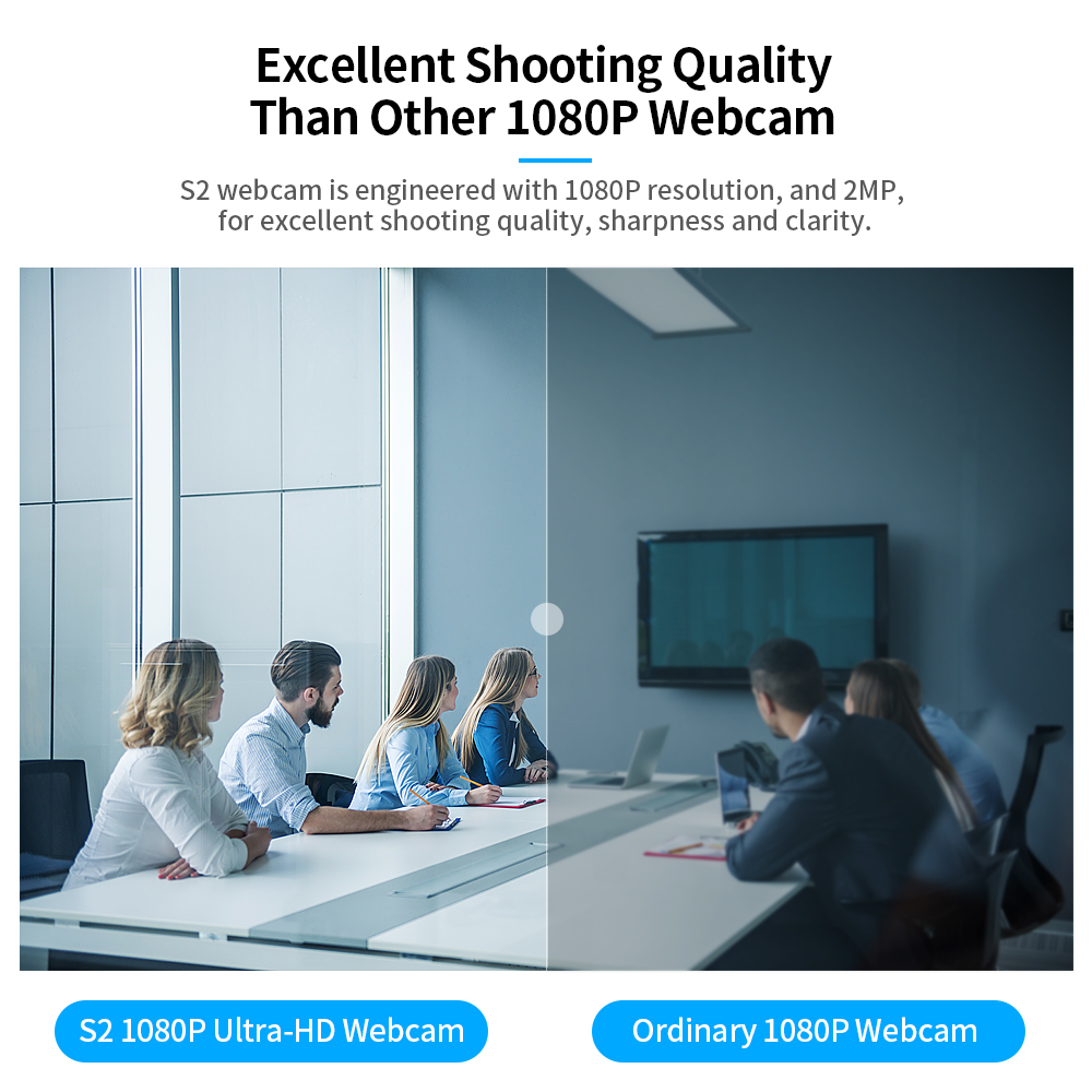 Webcam Góc rộng Di động Độ nét cao USB Tích hợp Micrô S2 1080P