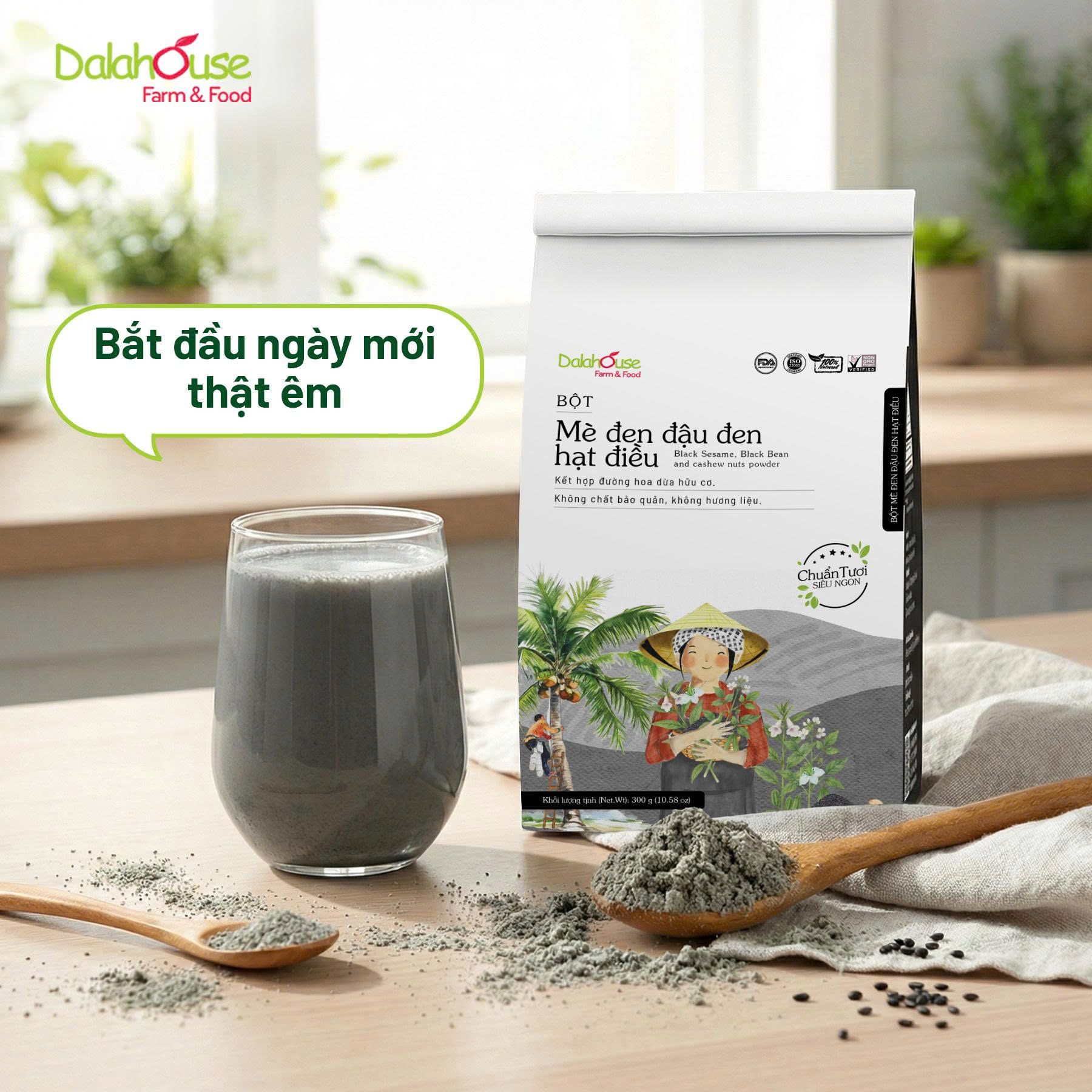 Sữa hạt mè đen Dalahouse 300gr - bột mè đen đậu đen hạt điều sấy thăng hoa