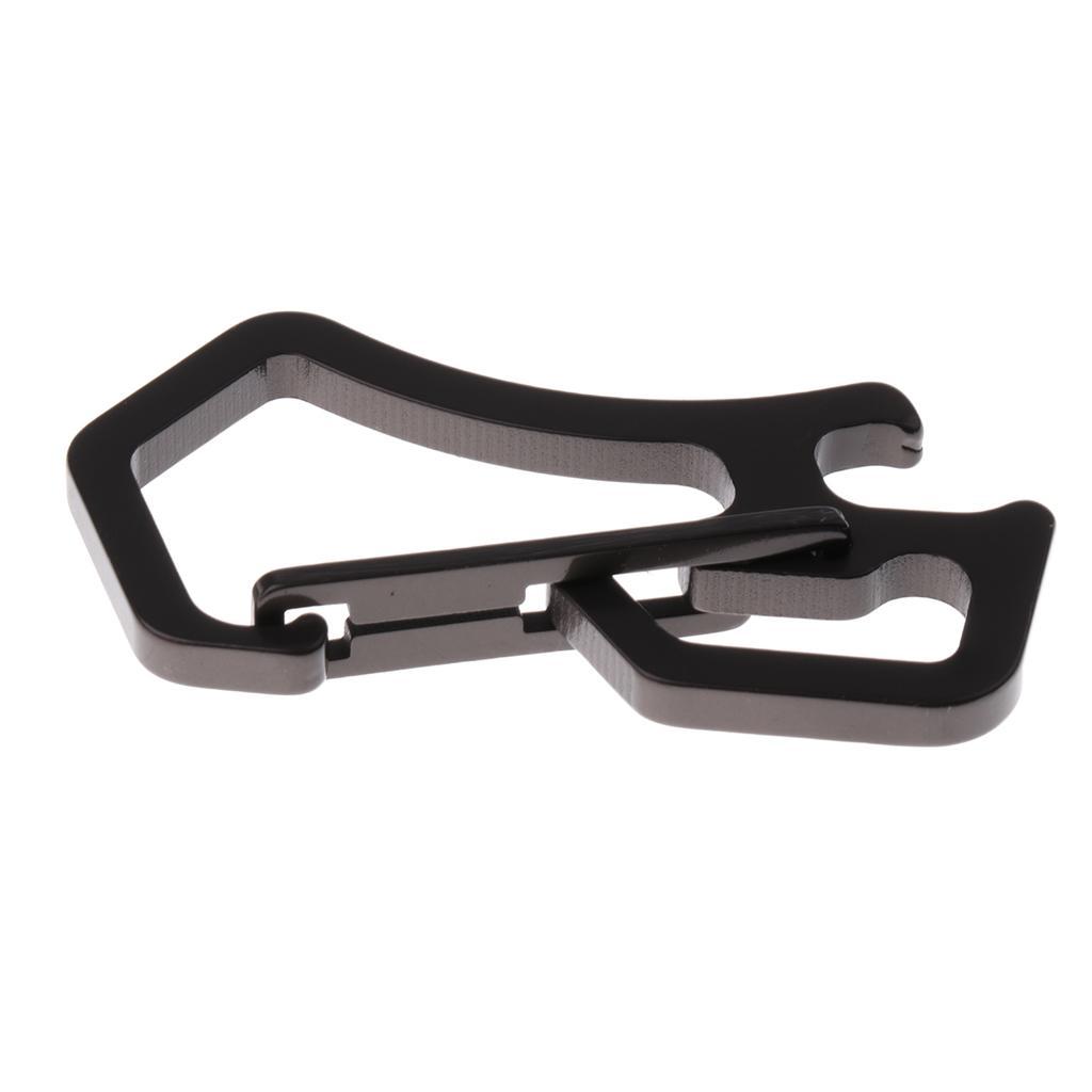 2 Pieces Carabiner Keychain Bottle Opener with Keyring Key Chain Corrosion Resistance Black Gray