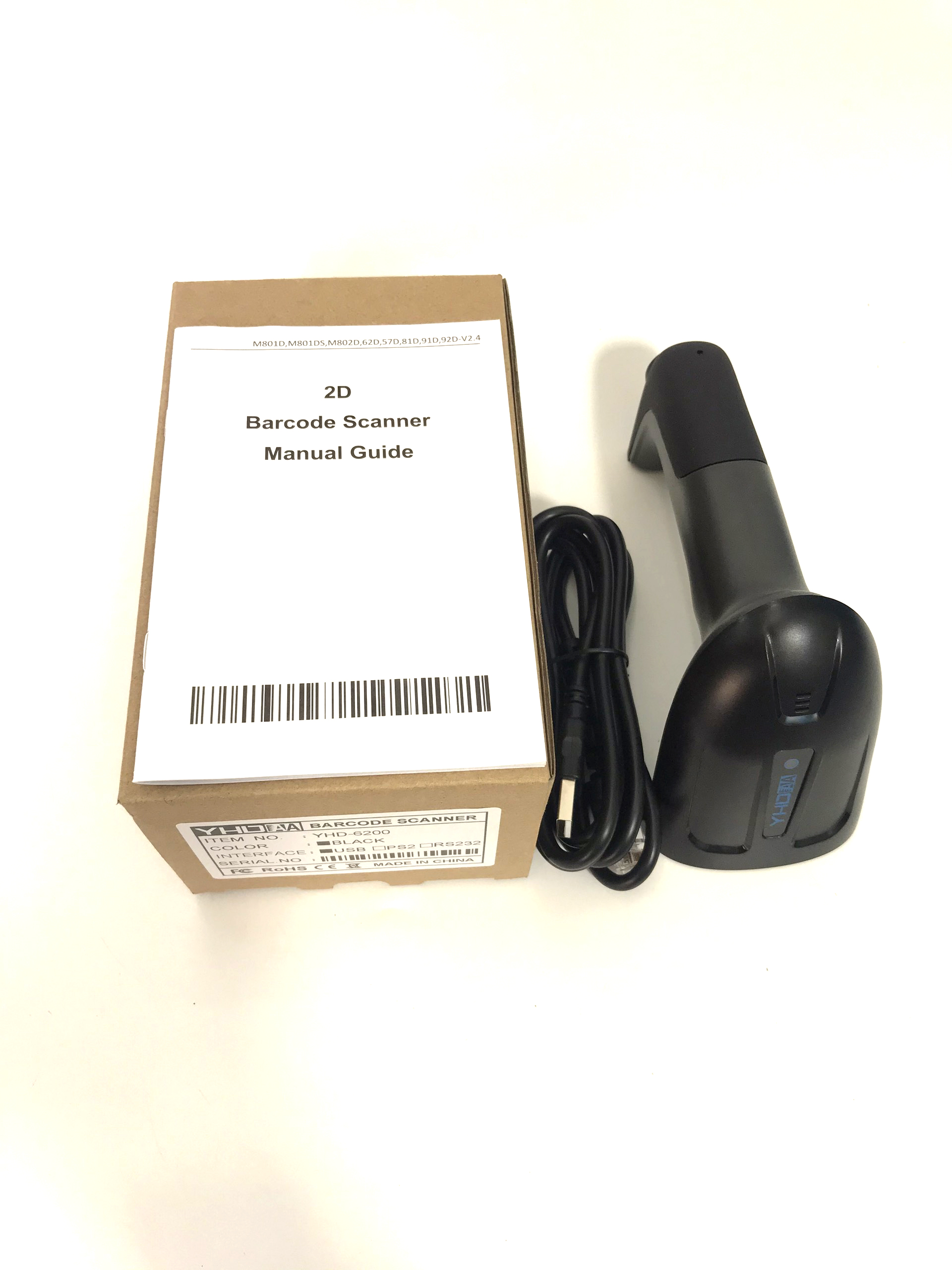 Máy quét mã vạch có dây YHD 6200D 2D, Máy đọc mã vạch Barcode Qrcode, Đầu đọc mã vạch có dây kết nối Máy tính bàn, Laptop - Hàng nhập khẩu
