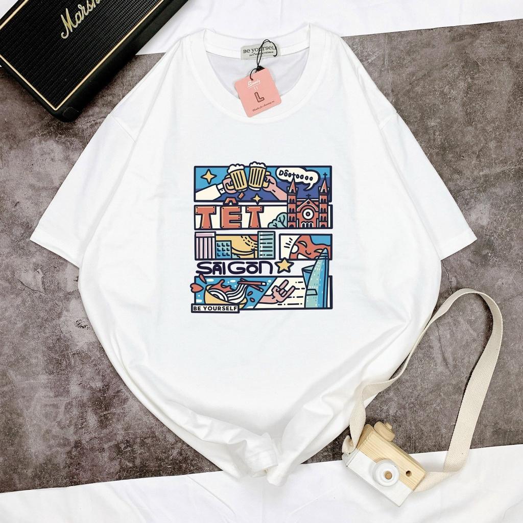 Áo Thun Tay Ngắn Unisex Đủ Size M L XL - TẾT SAIGON