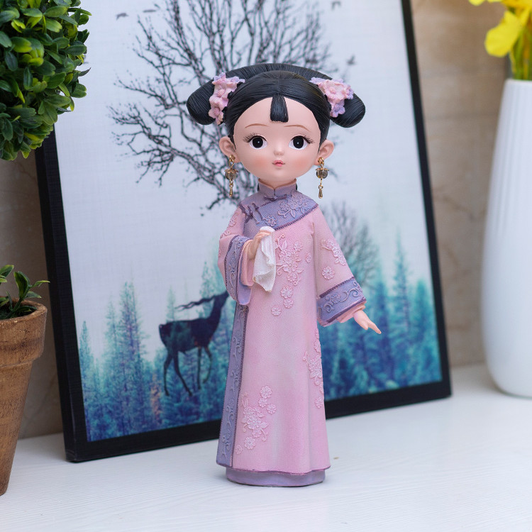 Tượng thiếu nữ cầm khăn cổ trang 3D size 16cm / size 22cm mẫu MIXU003