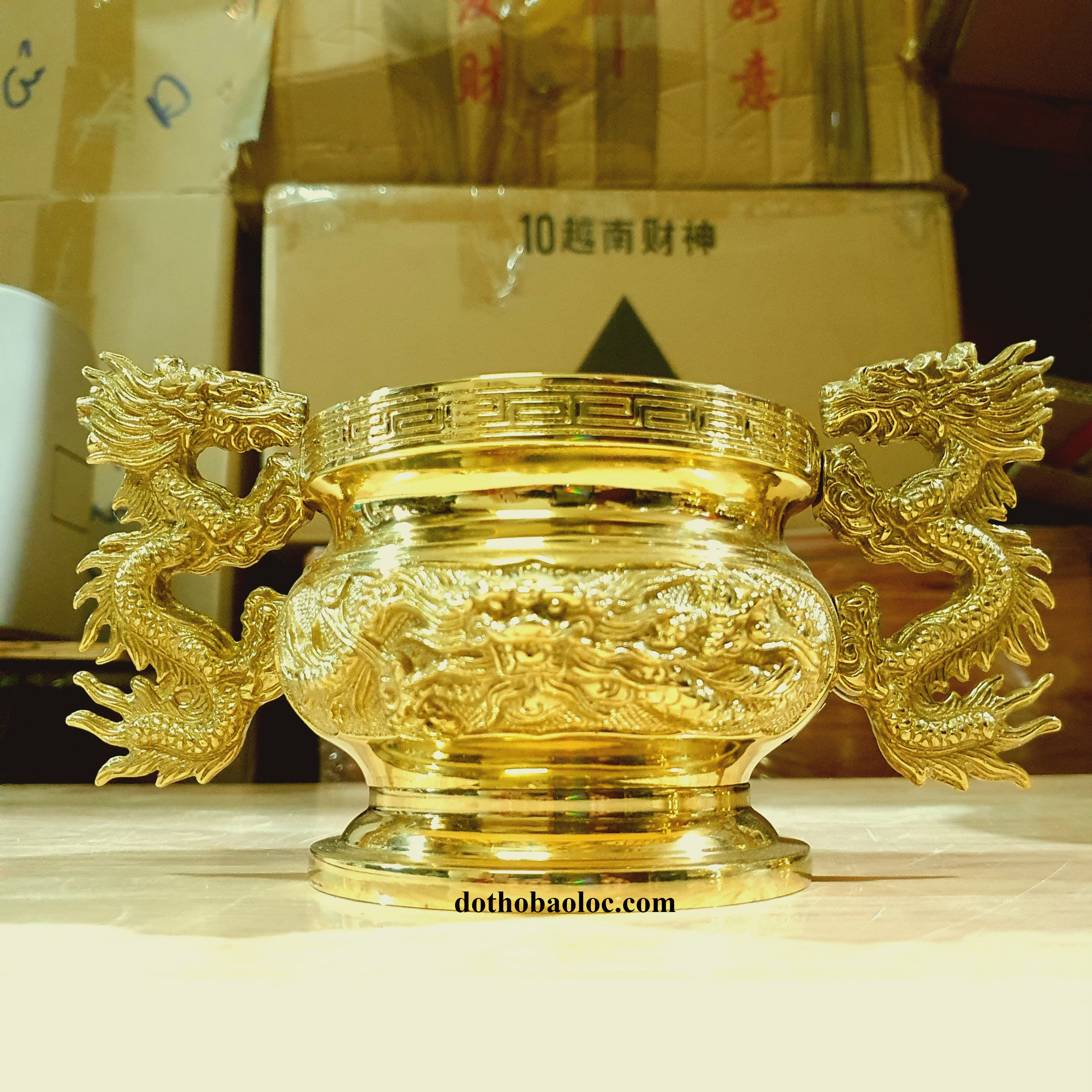 Bát nhang bằng đồng mẫu 3D tay rồng thương hiệu Hiệp Tiến Phát