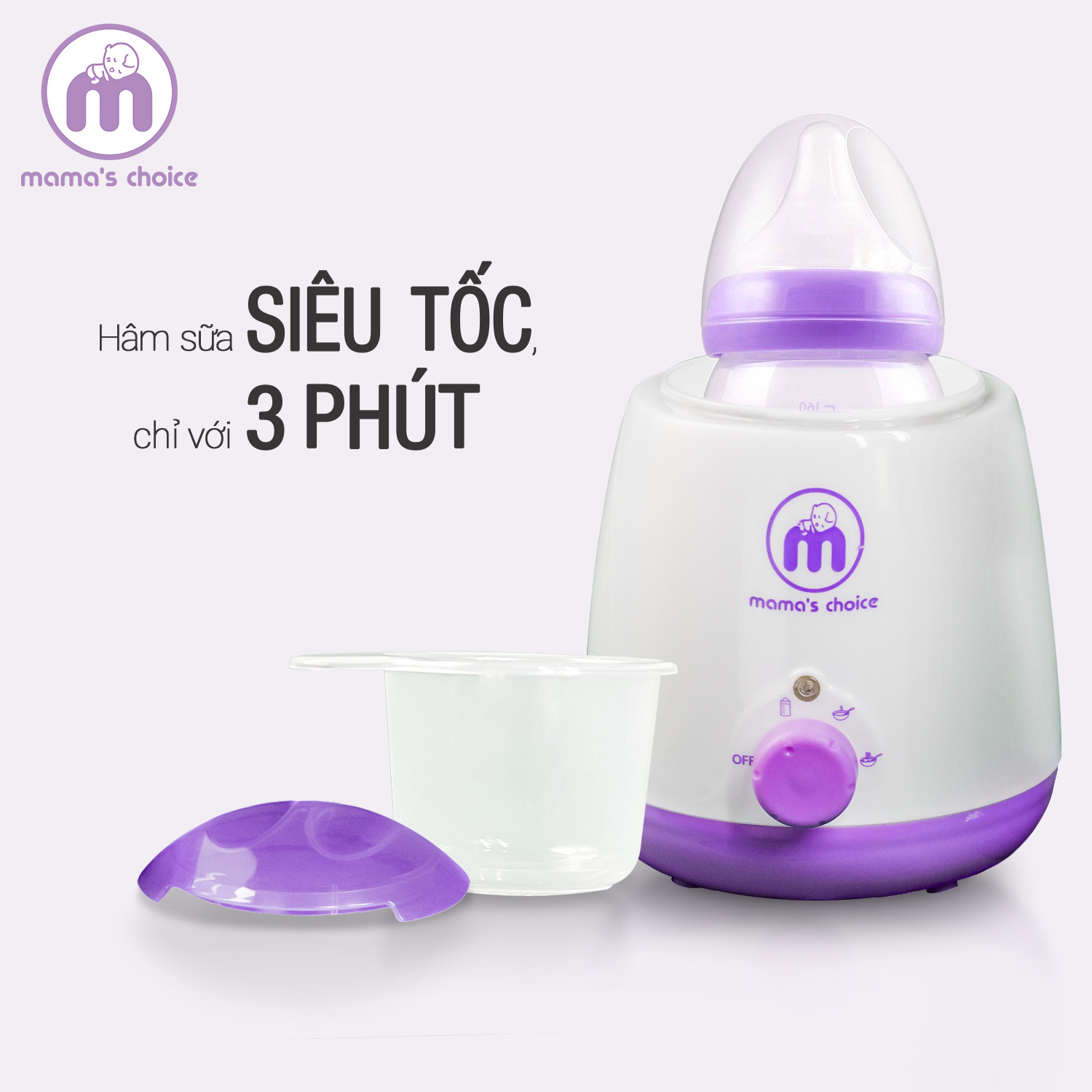 Máy Hâm Sữa Siêu Tốc Mama's Choice | Hâm Sữa và Thức Ăn Cho Bé Siêu Nhanh | Tiệt Trùng Bình Sữa, Núm Ti và Các Vật Dụng Nhỏ | Nhỏ Gọn, Tiện Lợi Khi Đi Du Lịch