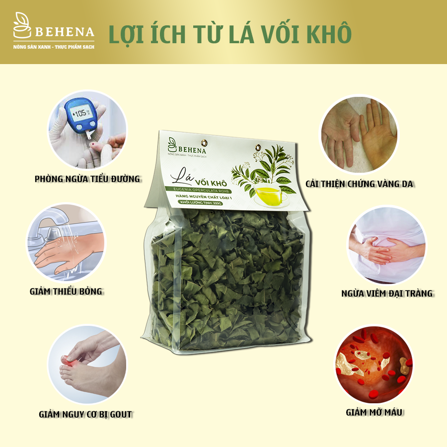 Lá vối khô siêu sạch đánh bay tiểu đường, gout, gan nhiễm mỡ hiệu quả gói 200g Dâu Tây Farm