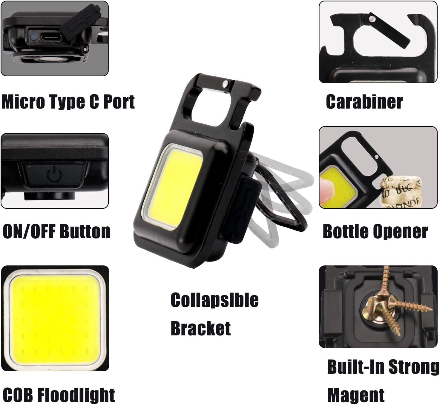 500 đèn làm việc LED mini di động, đèn pin di động, tải trọng USB, đèn cơ học chống nước để cắm trại, sửa chữa, khẩn cấp