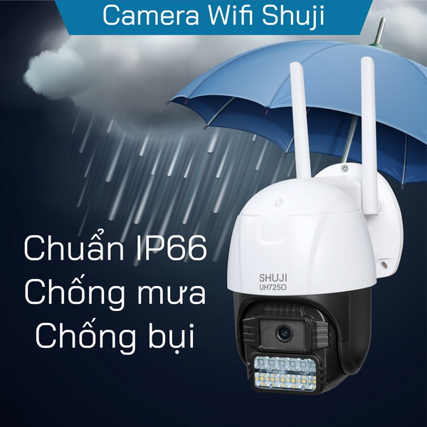 Camera Wifi không dây SHUJI UH725D - Ban đêm có màu - Báo động hụ còi bật đèn khi có trộm đột nhập - 4.0MP cho hình ảnh đẹp gấp đôi Full HD1080 - Hàng chính hãng