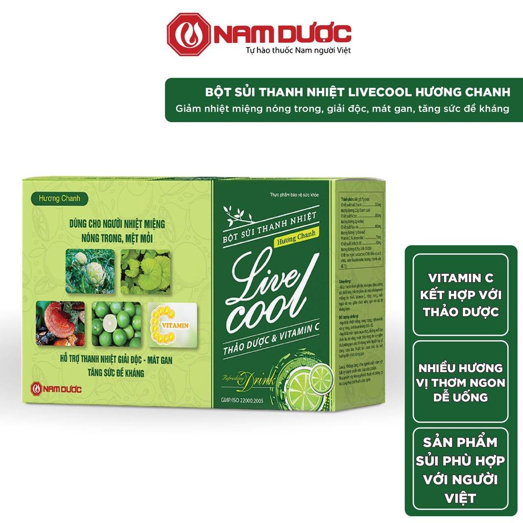 Bột sủi thanh nhiệt Livecool Nam Dược - Hương chanh hỗ trợ giải độc, mát gan, tăng sức đề kháng- hộp 10 gói