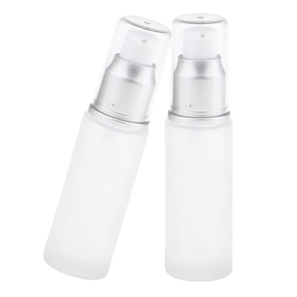 Pack Of 4 Empty Glass Lotion Cream Pump Container & Bottle Travel