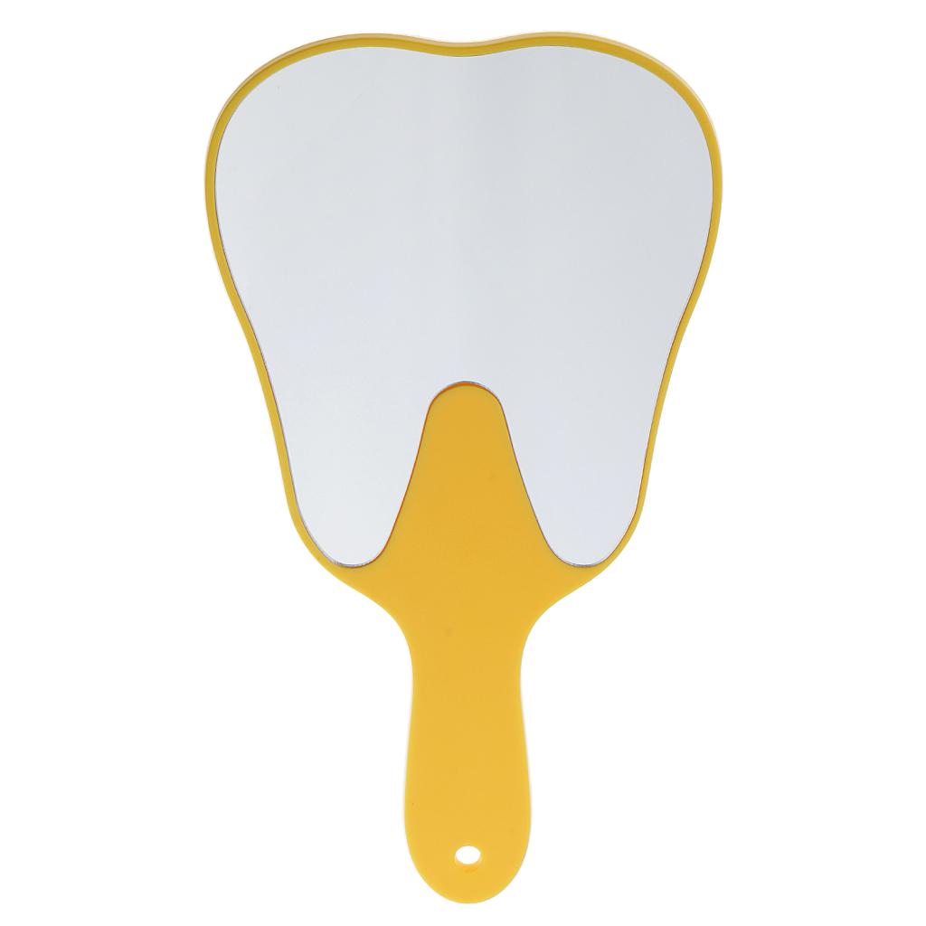 Cute Tooth Shaped Hand Held Plastic Makeup Mirror Oral Clinic Gift Red White Yellow Green