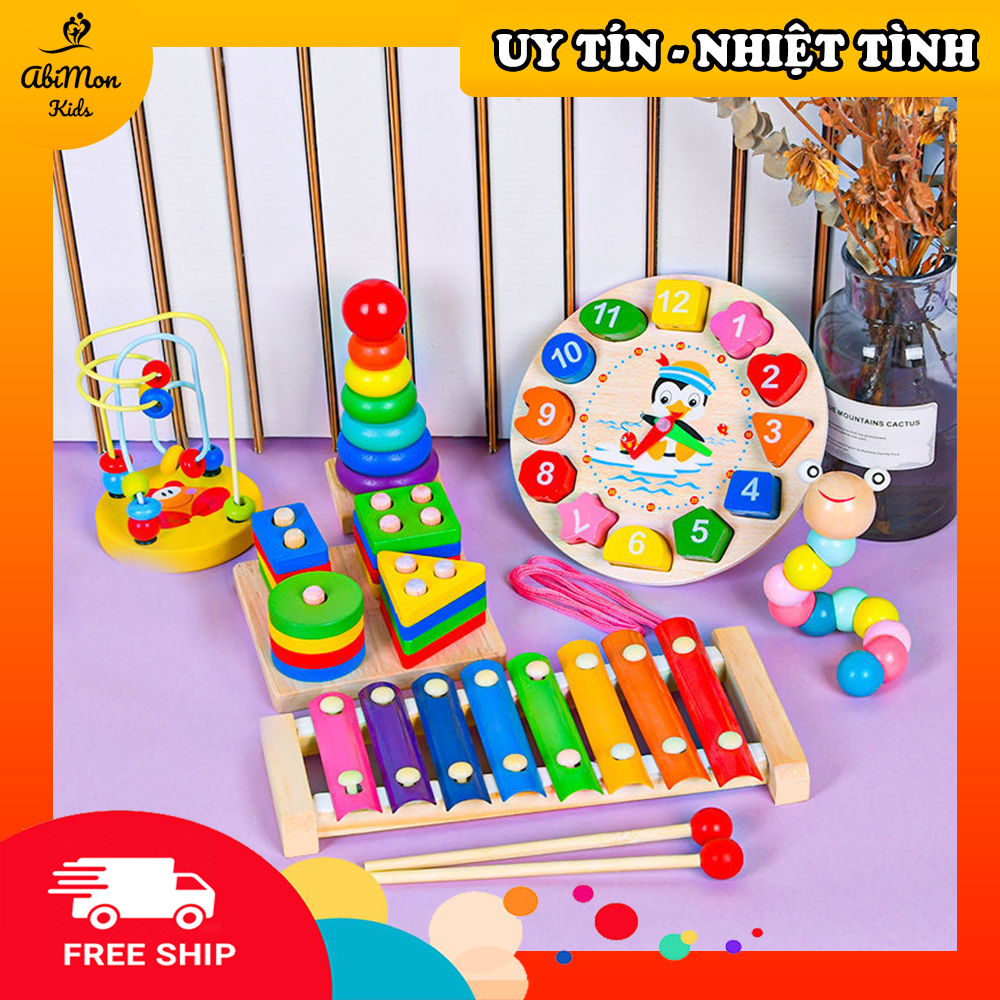 Combo 6 Món Đồ Chơi Gỗ Thông Minh Cho Bé || Montessori cao cấp || Đồ chơi Gỗ - Giáo dục - An toàn - Thông minh