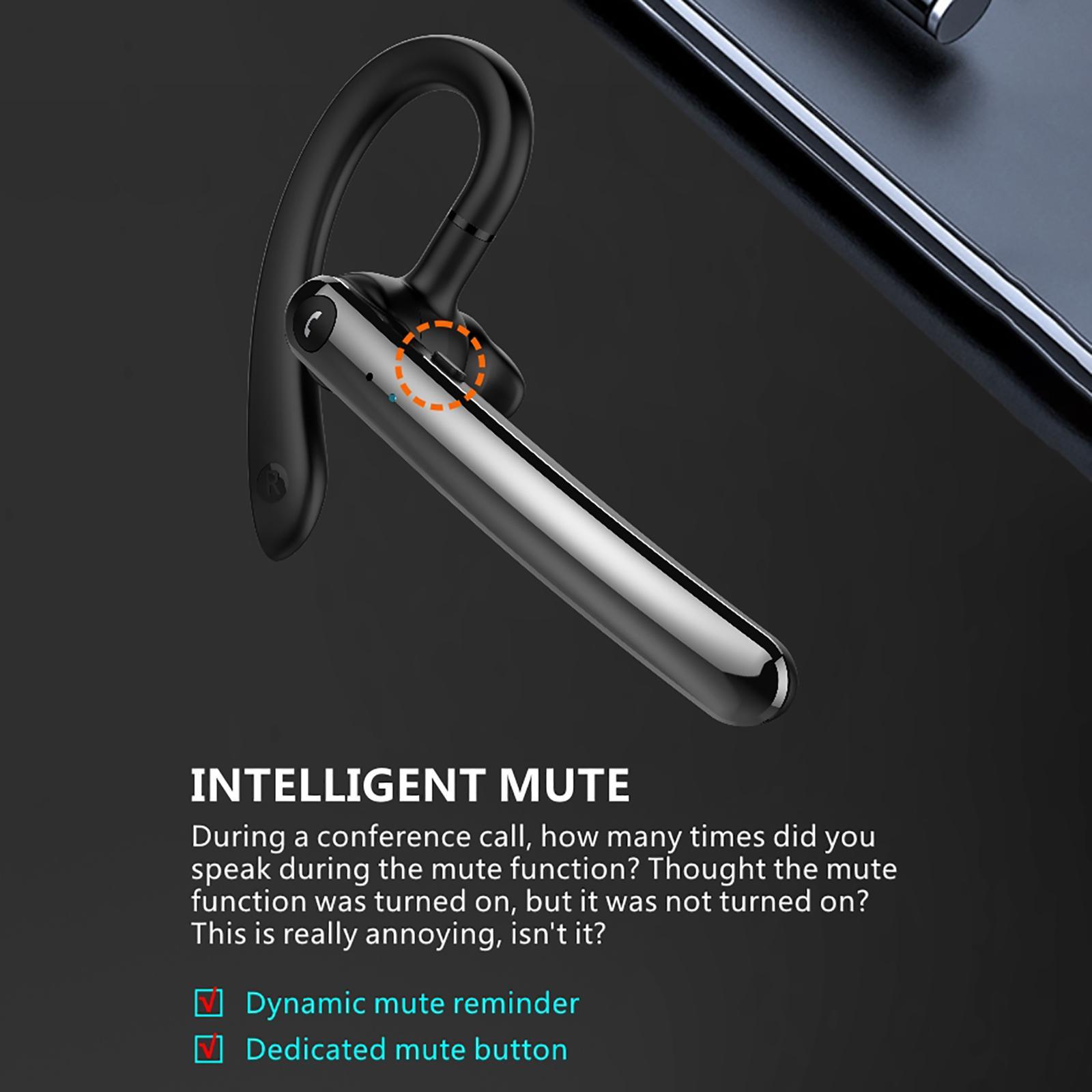 Bluetooth Headsets V5.0 Noise Cancelling with Mic Earphone for Office Music Gym Running