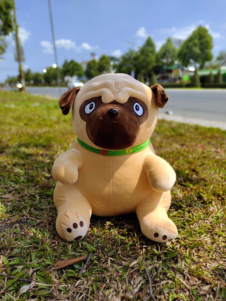 Gấu bông chó mặt xe pug gối ôm nhồi bông chất liệu vải thun 4 chiều cao cấp hàng việt nam size 55cm