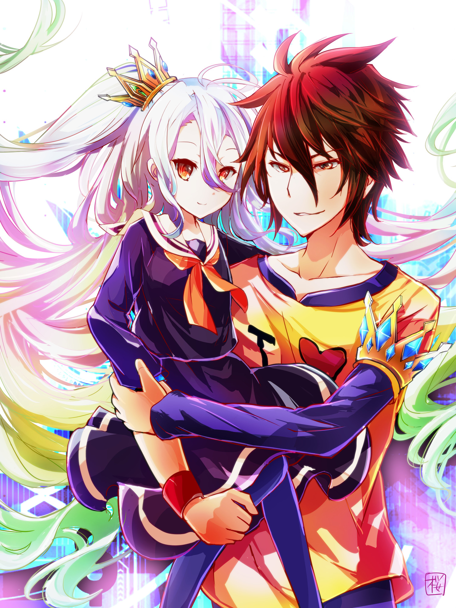 Tranh Poster SET 3 tấm No Game, No Life A4 tấm khác nhau