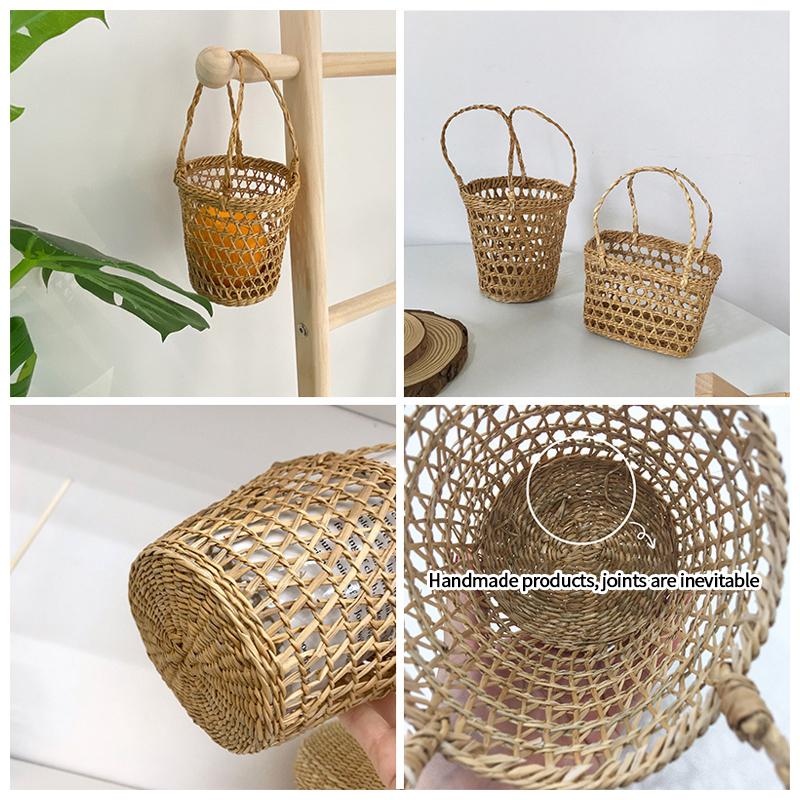 Giỏ Đựng Đồ Đan Cỏ Thủ Công Để Bàn Trang Trí