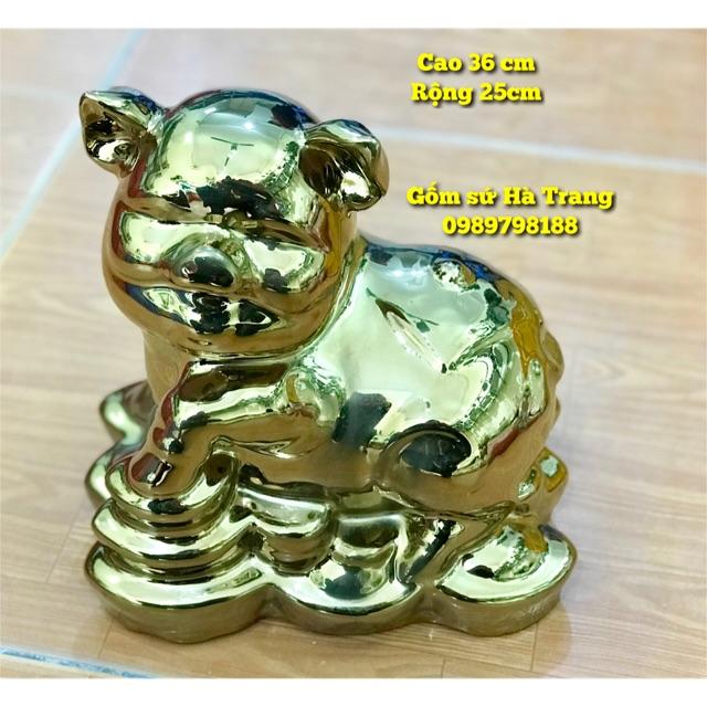 Heo vàng gốm sứ Bát Tràng cao cấp phun vàng 18k